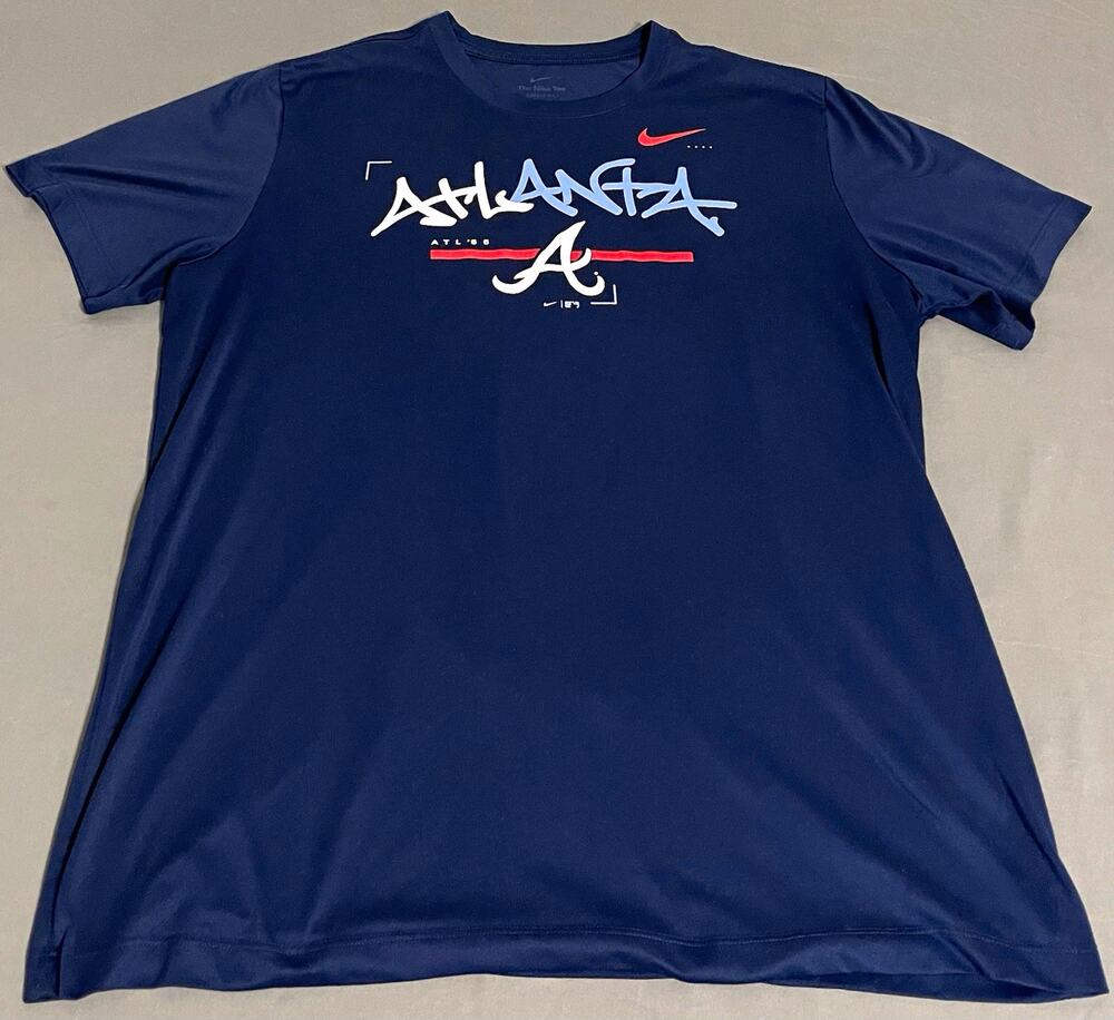 Nike Atlanta Braves Mens XL Dri-FIT Tee Navy ATL 96 Graphic MLB Shirt